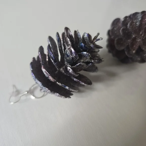 HANDCRAFTED Pinecorn Pierced Earrings HANDPAINTED Holiday Jewelry Accessories - Picture 8 of 15